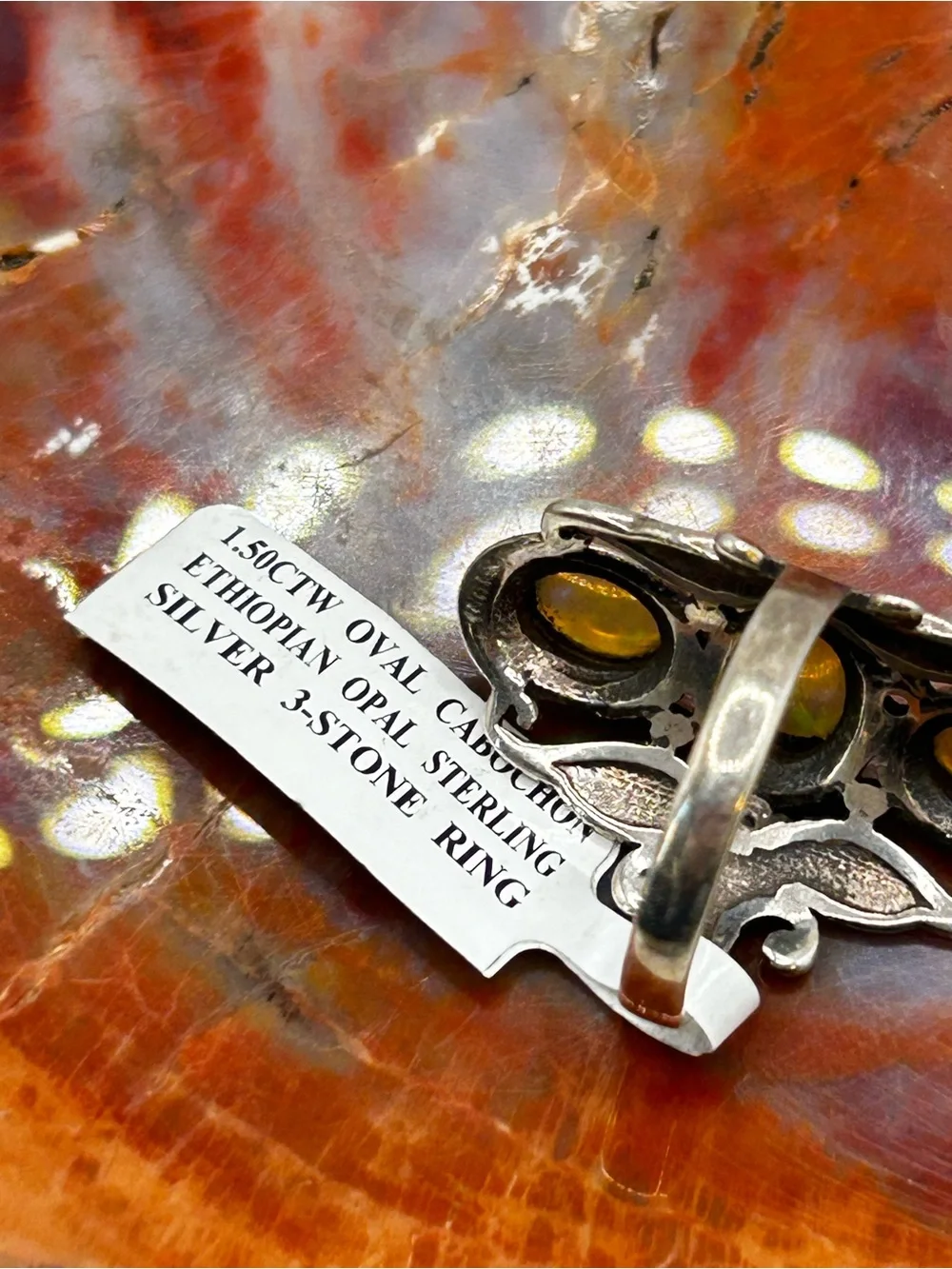 Sterling Silver Ring with Ethiopian Opal - Size 8
